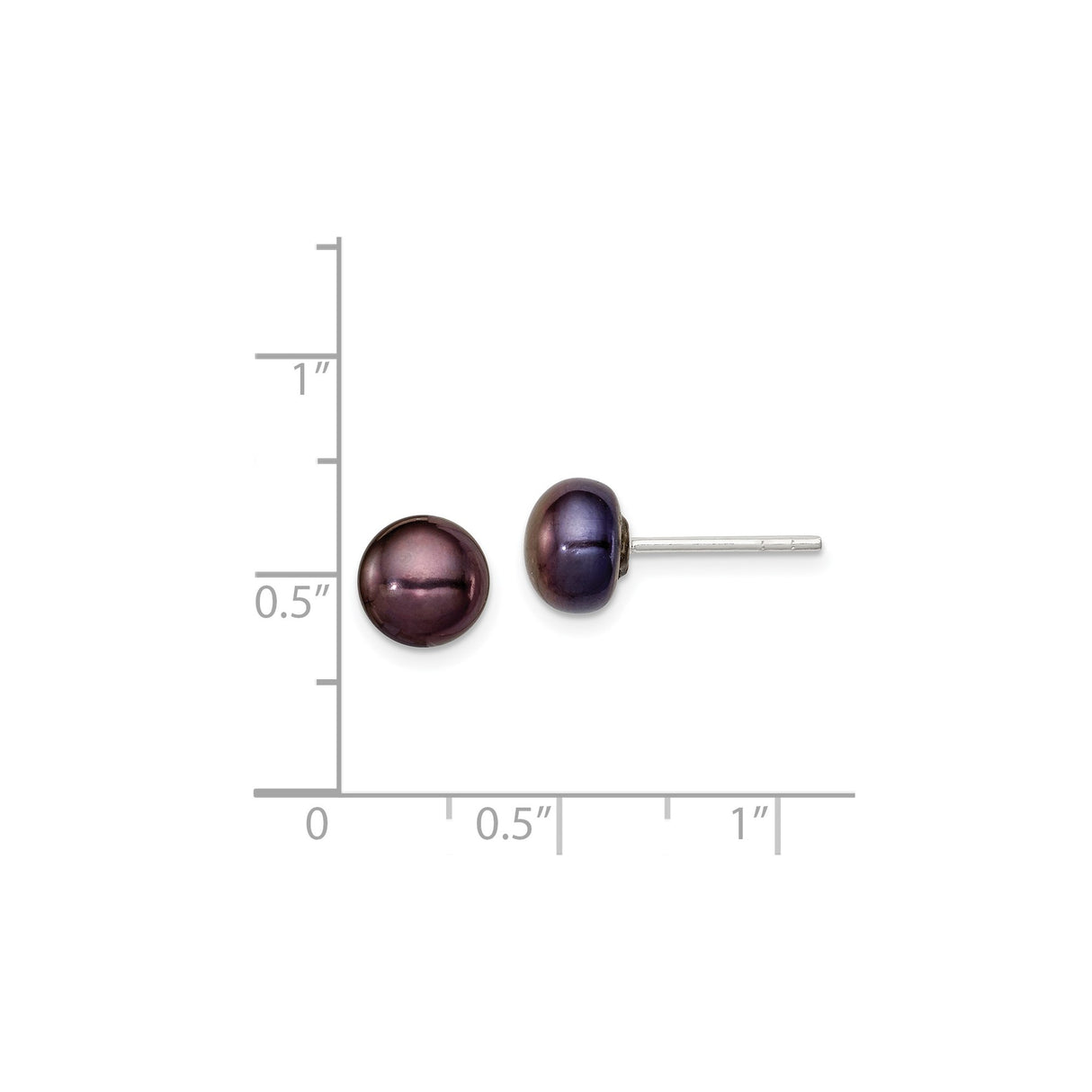 Sterling Silver Black Freshwater Pearl Chic Stud Earrings