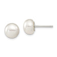 Sterling Silver Pearl Stud Earrings with Round White Cultured Pearls, Classic Minimalist Design
