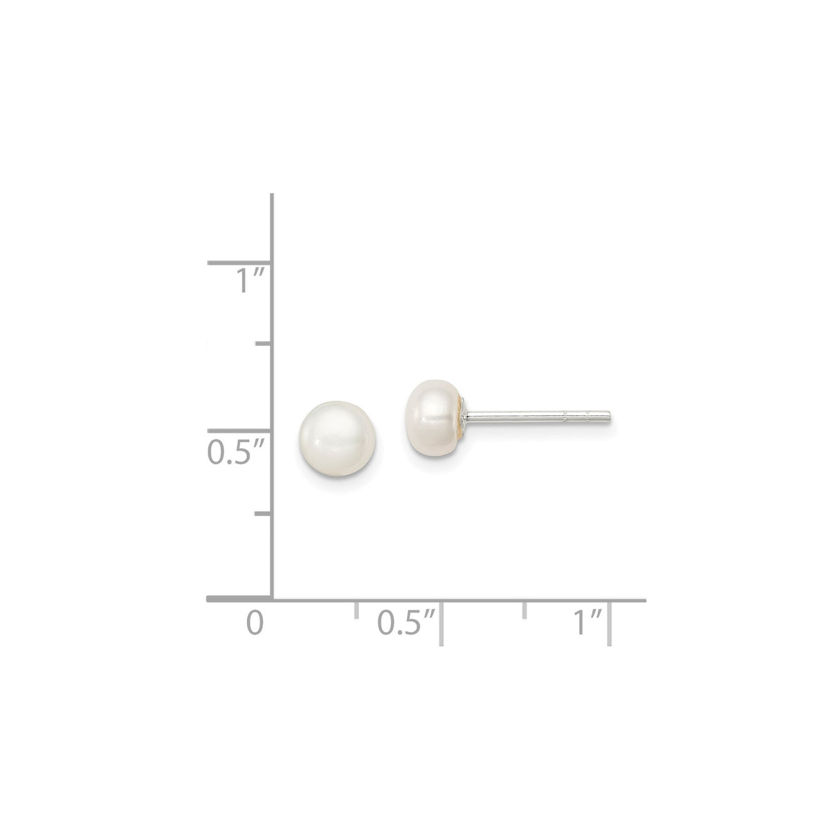 Sterling Silver Pearl Stud Earrings, White Freshwater Cultured Pearl, Classic Round Design