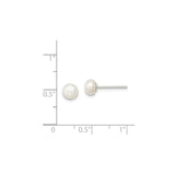 Sterling Silver Pearl Stud Earrings, White Freshwater Cultured Pearl, Classic Round Design