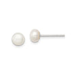 Sterling Silver Pearl Stud Earrings, White Freshwater Cultured Pearl, Classic Round Design