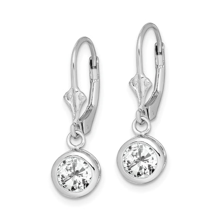 Sterling Silver Drop Earrings with Cubic Zirconia, Celtic Knot Design, Leverback Closure