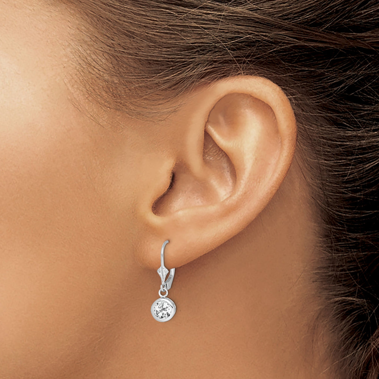 Sterling Silver Drop Earrings with Cubic Zirconia, Celtic Knot Design, Leverback Closure