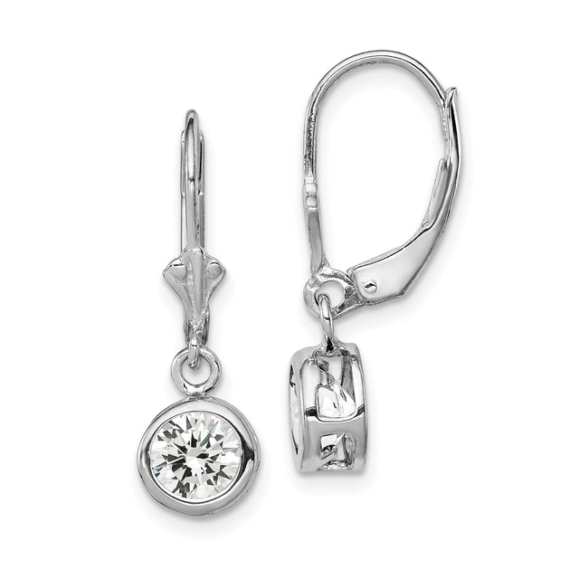 Sterling Silver Drop Earrings with Cubic Zirconia, Celtic Knot Design, Leverback Closure