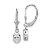 Sterling Silver Dangle Earrings with Oval Cut Cubic Zirconia, Bezel Setting, Leverback Closure