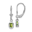 Sterling Silver Leverback Drop Earrings with Oval-Cut Peridot Gemstones, Classic Dangle Design