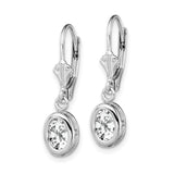 Sterling Silver Leverback Drop Earrings with Oval Cubic Zirconia and Hebrew Chai Symbol