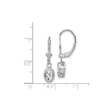 Sterling Silver Leverback Drop Earrings with Oval Cubic Zirconia and Hebrew Chai Symbol