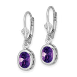 Sterling Silver Drop Earrings with Oval Amethyst, Celtic Knot Design, Leverback Closure