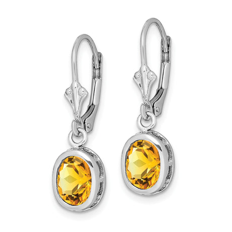 Sterling Silver Dangle Earrings with Citrine, Celtic Knot Design, Leverback Style for Women