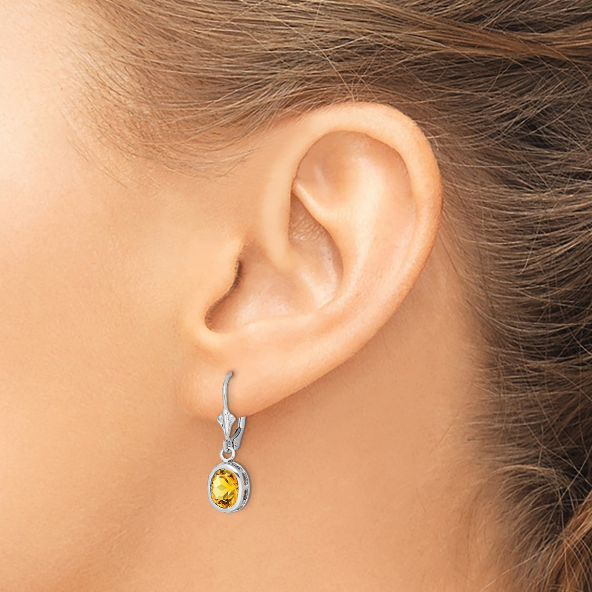 Sterling Silver Dangle Earrings with Citrine, Celtic Knot Design, Leverback Style for Women