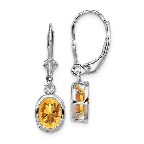 Sterling Silver Dangle Earrings with Citrine, Celtic Knot Design, Leverback Style for Women
