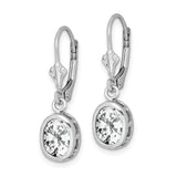 Sterling Silver Dangle Earrings with Cubic Zirconia, Geometric Cutout Leverback Design