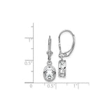 Sterling Silver Dangle Earrings with Cubic Zirconia, Geometric Cutout Leverback Design