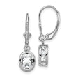 Sterling Silver Dangle Earrings with Cubic Zirconia, Geometric Cutout Leverback Design