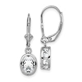 Sterling Silver Dangle Earrings with Cubic Zirconia, Geometric Cutout Leverback Design