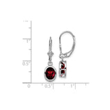 Sterling Silver Dangle Earrings with Oval Garnet, Celtic Eternity and Unity Symbols
