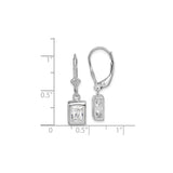 Sterling Silver Drop Earrings with Rectangular Cubic Zirconia in Bezel Setting