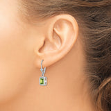 Sterling Silver Dangle Earrings with Peridot in Bezel Setting, Leverback Drop Design