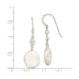 Sterling Silver Drop Earrings with Freshwater Coin Pearl and Cubic Zirconia Accent