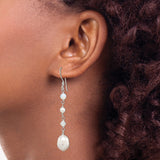 Sterling Silver Dangle Earrings with Freshwater Pearls and Opalite Gemstones