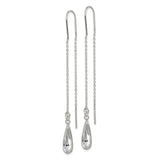 Sterling Silver Threader Earrings with Clear Teardrop Crystal, Long Delicate Chain Drop Design