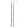 Sterling Silver Threader Earrings with Clear Teardrop Crystal, Long Delicate Chain Drop Design
