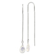 Sterling Silver Threader Earrings with Opalite Teardrop, Delicate Chain Dangle Boho Style