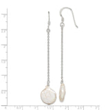 Sterling Silver Earrings with Baroque Freshwater Pearls, Long Drop Asymmetrical Design