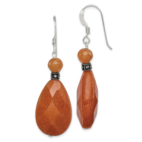 Sterling Silver Dangle Earrings with Carnelian Drops, Boho Handmade Artisan Style