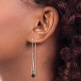 Sterling Silver Threader Drop Earrings with Faceted Black and Gray Crystals, Asymmetrical Design