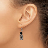 Sterling Silver Dangle Earrings with Faceted Black Beads and Rutilated Quartz, Modern Boho Style