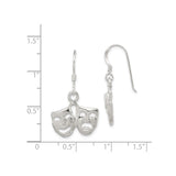 Sterling Silver Dangle Earrings with Comedy and Tragedy Theater Mask Design