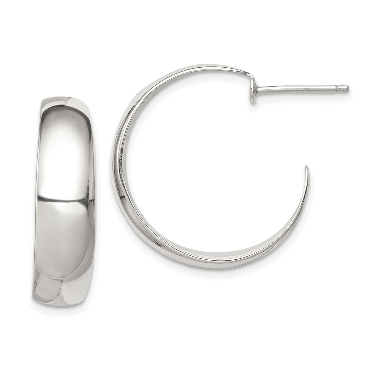 Sterling Silver Hoop Earrings, Classic Minimalist Polished Lightweight Design for Women