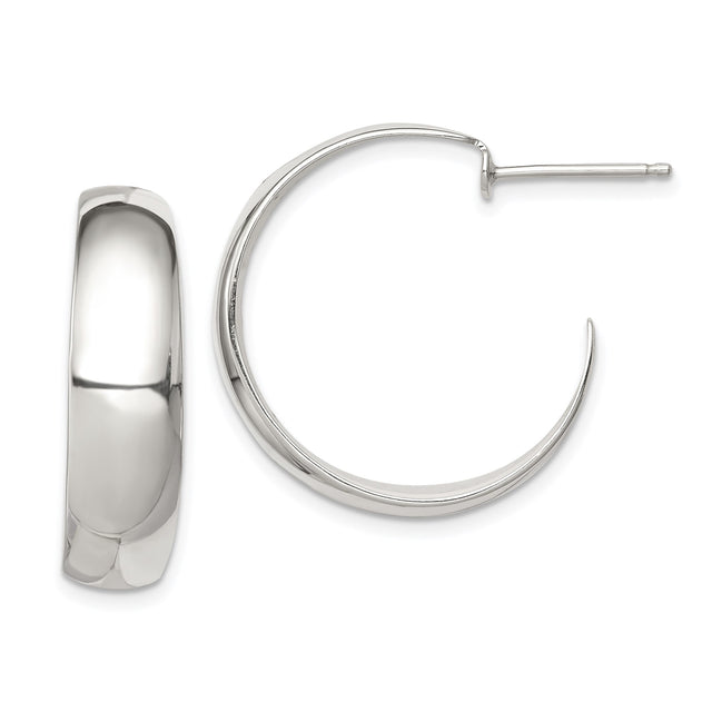 Sterling Silver Hoop Earrings, Classic Minimalist Polished Lightweight Design for Women