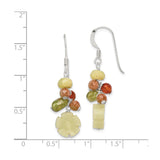 Sterling Silver Dangle Earrings with Peridot and Aventurine, Floral and Geometric Boho Style