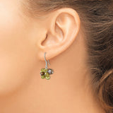 Sterling Silver Dangle Earrings with Peacock Freshwater Pearls and Peridot, Boho Organic Style