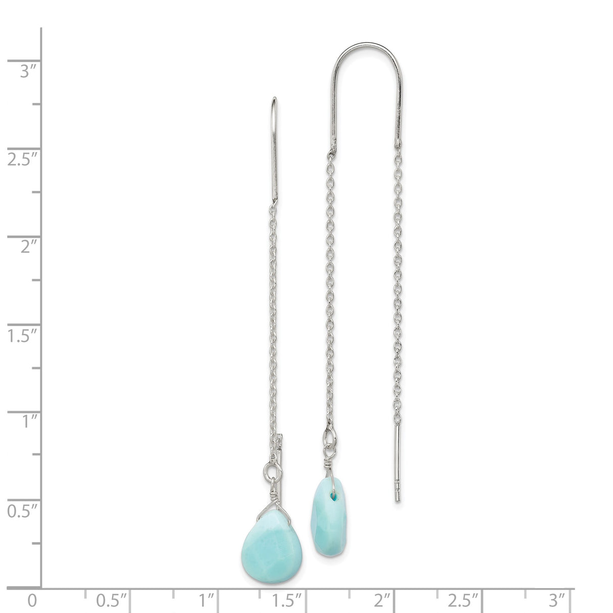 Sterling Silver Threader Earrings with Agate Teardrop, Minimalist Boho Dangle Design