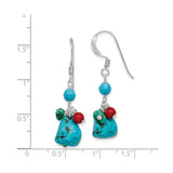 Sterling Silver Dangle Earrings with Howlite and Turquoise, Handmade Boho Southwestern Style