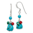Sterling Silver Dangle Earrings with Howlite and Turquoise, Handmade Boho Southwestern Style