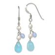 Sterling Silver Dangle Earrings with Swiss Blue Topaz and Freshwater Pearls, Beach Style Jewelry