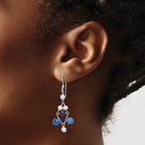 Sterling Silver Dangle Earrings with Freshwater Pearls, Amazonite, Lapis, and Crystal Beads