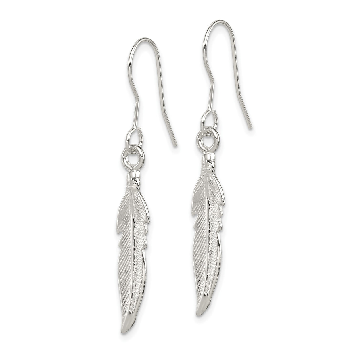 Sterling Silver Feather Dangle Earrings, Lightweight Boho Tribal Style for Women