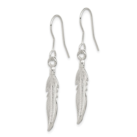 Sterling Silver Feather Dangle Earrings, Lightweight Boho Tribal Style for Women