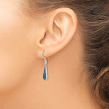 Sterling Silver Drop Earrings with Teardrop Abalone Shell, Boho Dangle Design for Women