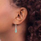 Sterling Silver Teardrop Dangle Earrings with Turquoise, Southwestern Boho Tribal Style
