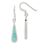 Sterling Silver Teardrop Dangle Earrings with Turquoise, Southwestern Boho Tribal Style