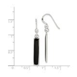 Sterling Silver Drop Earrings with Black Onyx Bars, Minimalist Linear Design