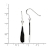 Sterling Silver Teardrop Dangle Earrings with Onyx, Lightweight Modern Design for Women