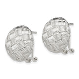 Sterling Silver Clip-On Earrings with Woven Dome Basket Weave Design, Omega Back